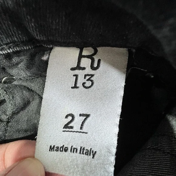 R13 Boy Skinny Jeans Women's Sz 27 Made in Italy Vintage Black Denim